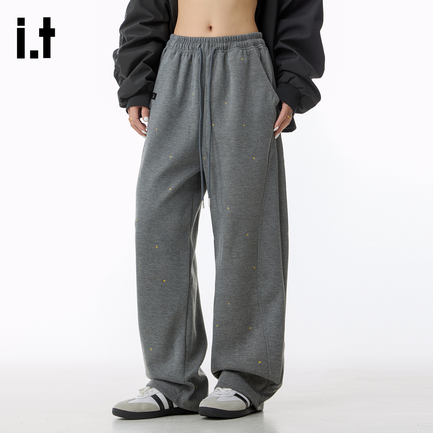 IT'S5cm美式星星印花宽松卫裤