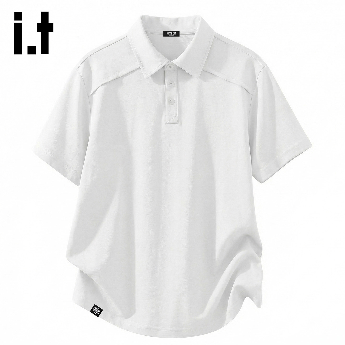 it :5cm/FIVECM白色三粒扣翻领polo衫男士短袖t恤2026夏男款上衣