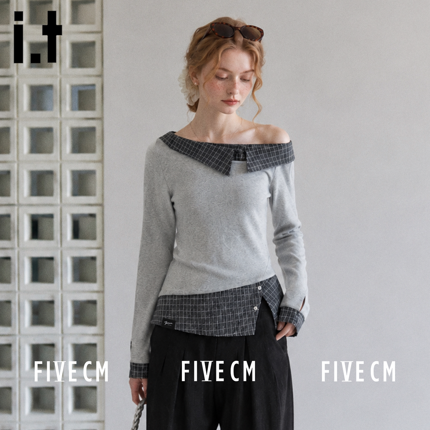 itFIVECM秋季设计感长袖T恤女
