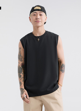 it :5cm/FIVECM黑色圆领无袖t恤式背心男款2025夏高级感宽松上衣