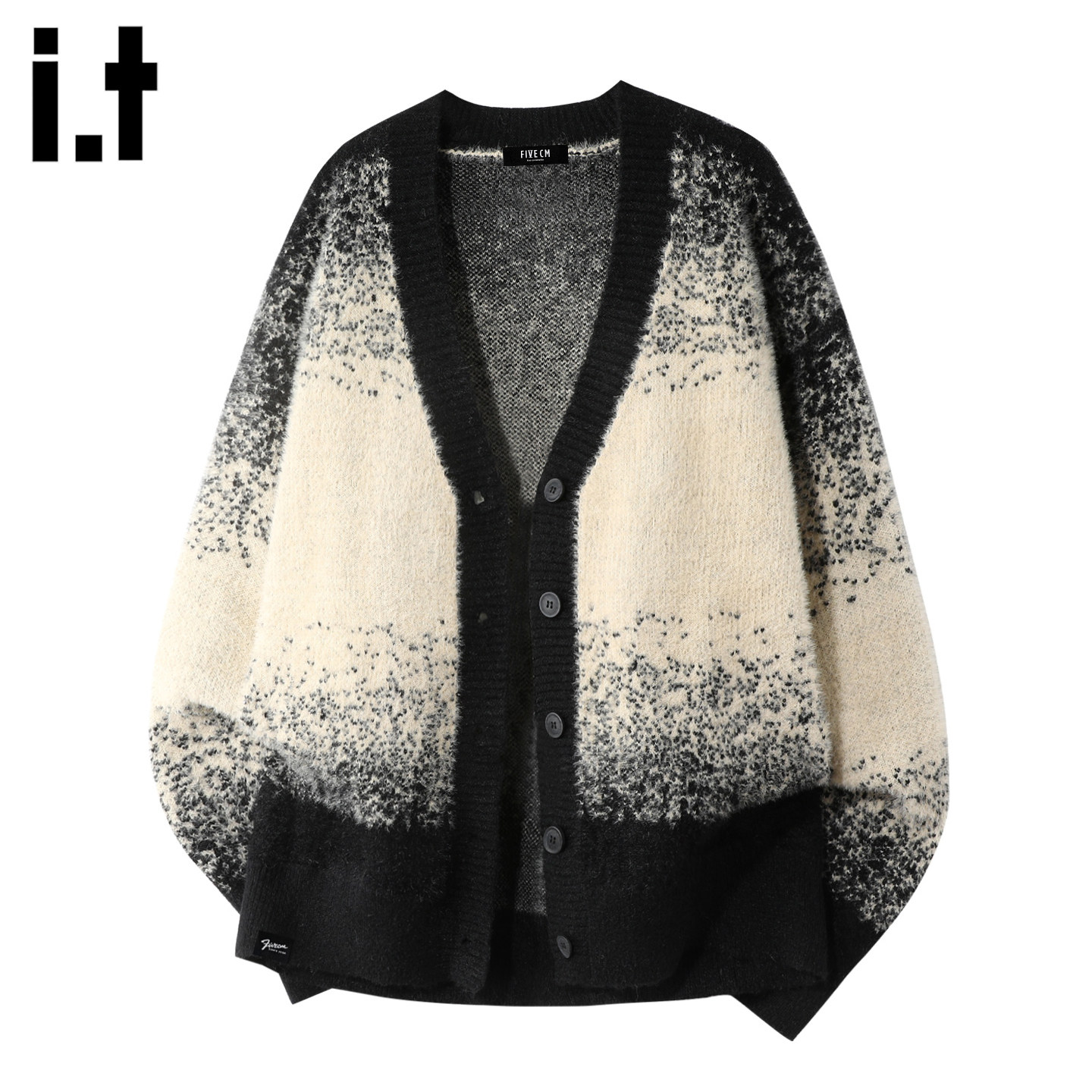 it :5cm/FIVECM时尚复古v领针织开衫毛衣外套男款2025秋冬季上衣