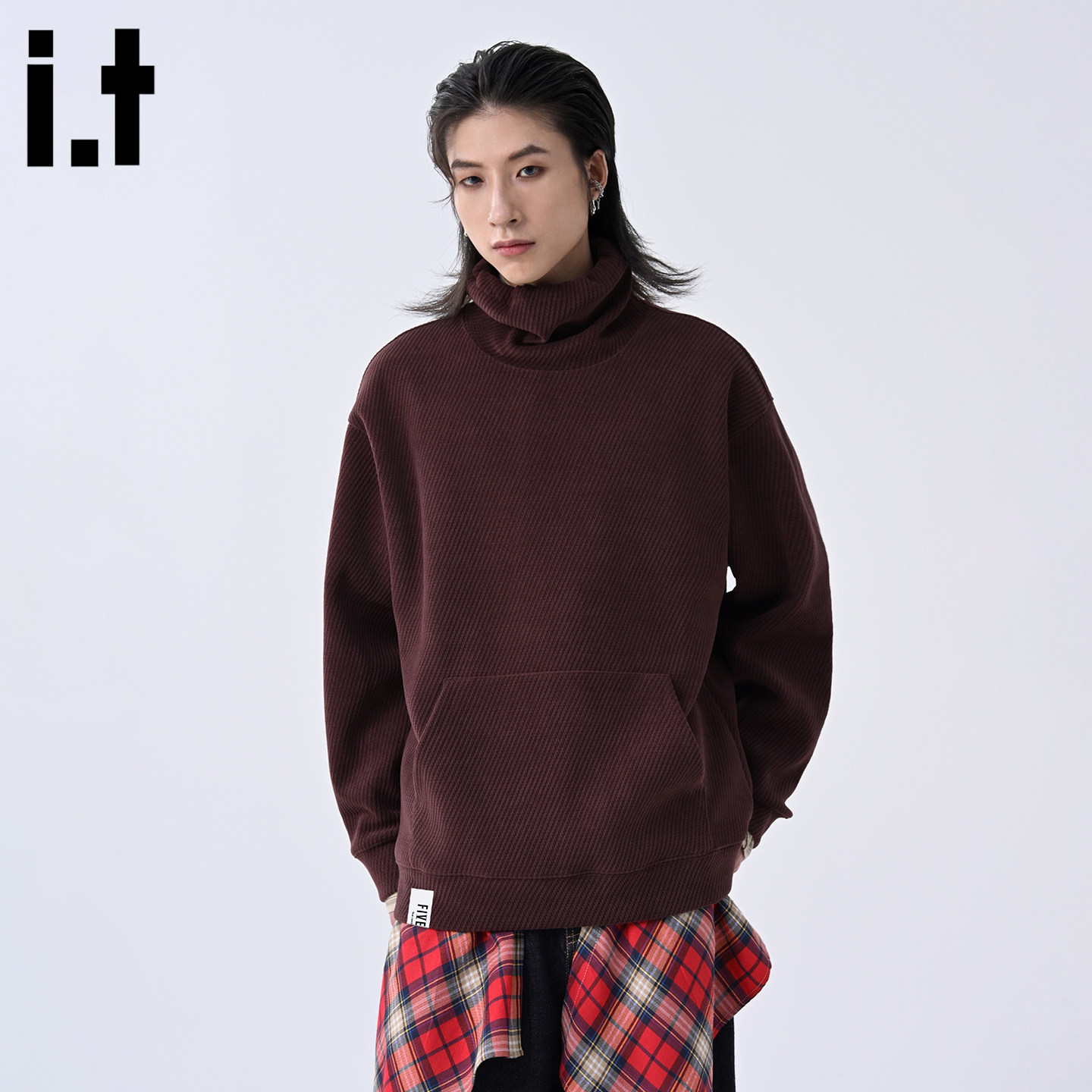 it :5cm/FIVECM红色高领长袖毛衣男款2025新款秋冬痞帅高级感上衣