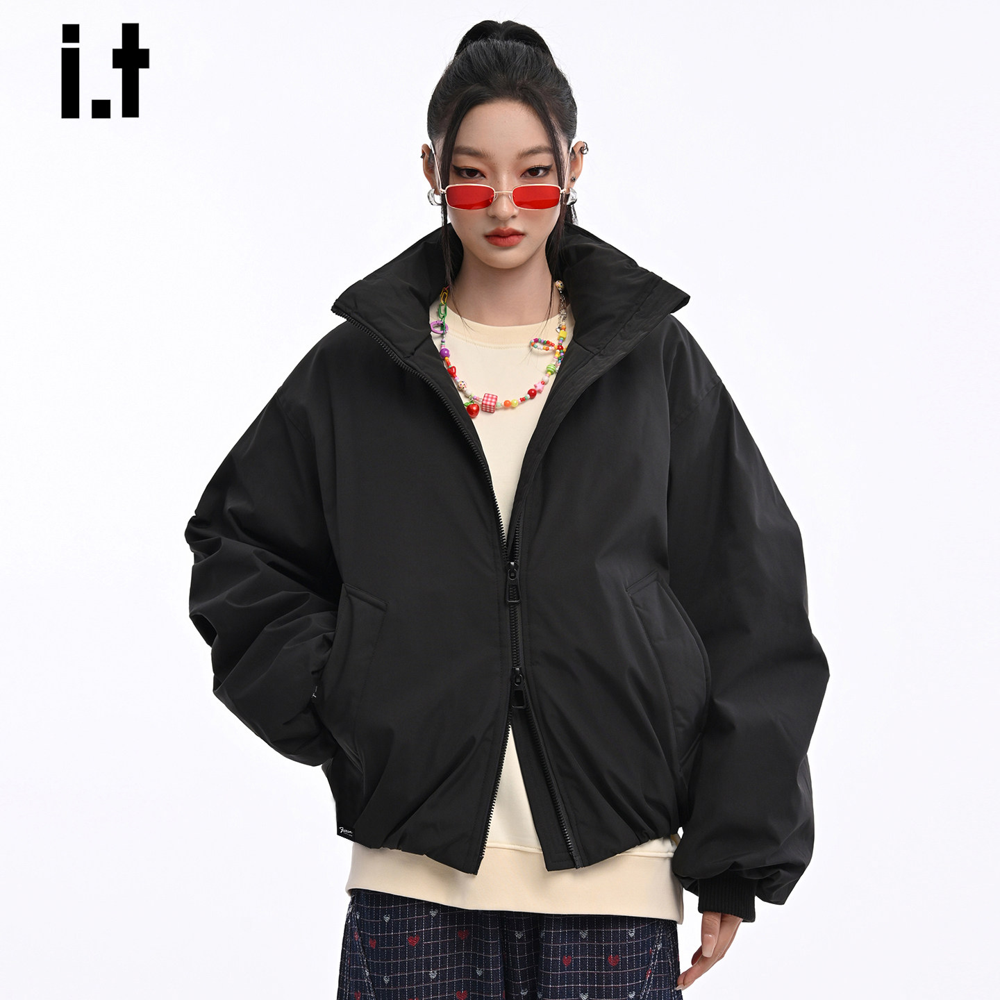 it :5cm/FIVECM黑色棉衣男女2025新款秋冬夹克宽松保暖棉服外套潮