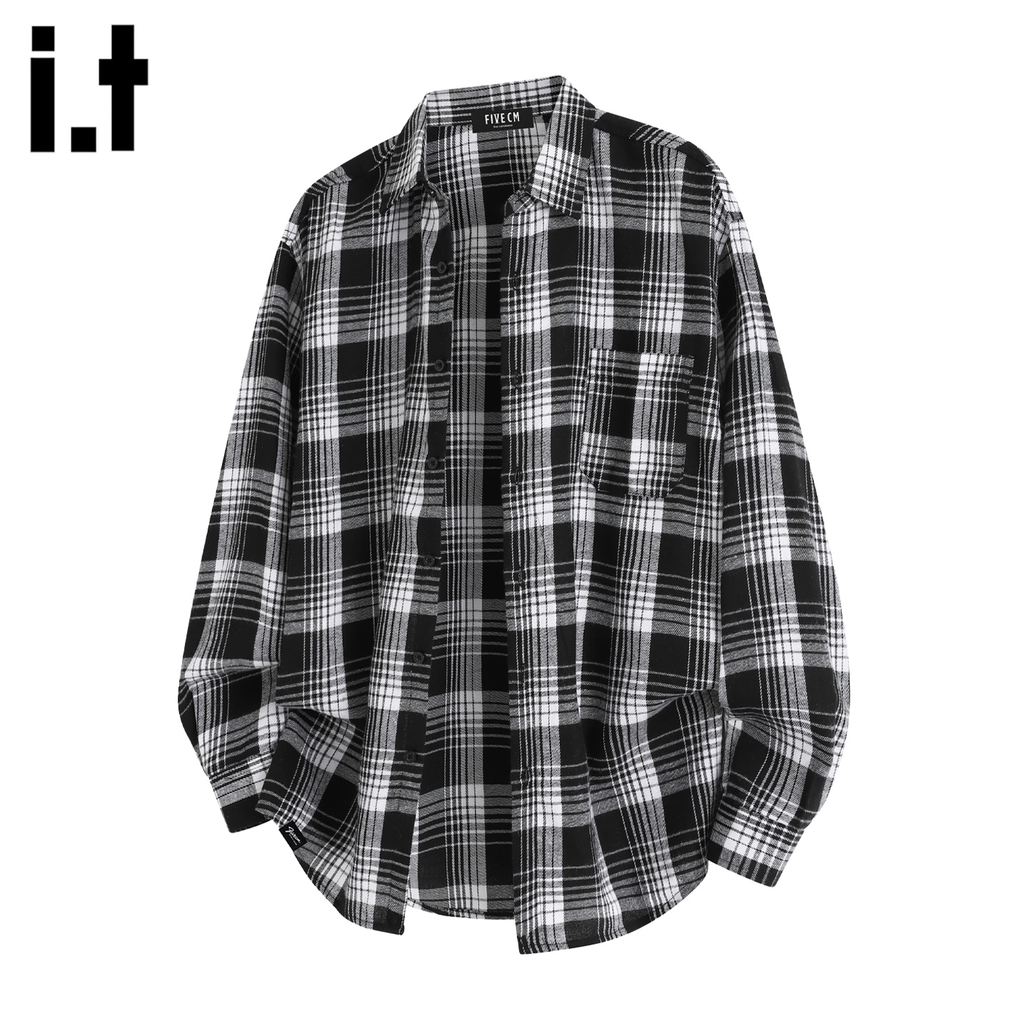 IT'S5cm黑白格子长袖衬衫