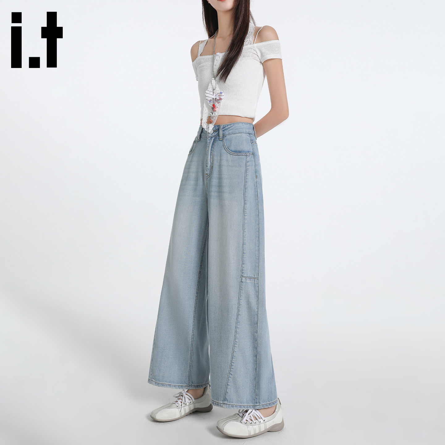 it:5cm/FIVECM夏季薄款牛仔裤女2026新款莱赛尔小个子九分阔腿裤Y