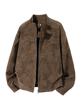 it :5cm/FIVECM棕色麂皮夹克外套男士2025秋冬防风机能高级感外衣