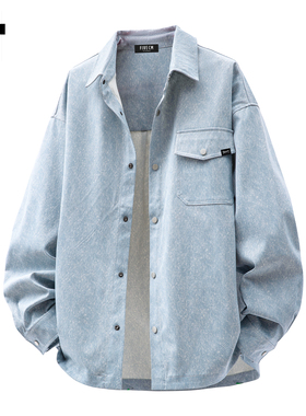 it :5cm/FIVECM潮牌美式翻领长袖衬衫男2025秋季浅色休闲开衫外套