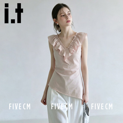 itFIVECM法式花边无袖上衣女