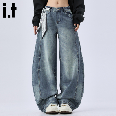 IT5cm宽松弯刀牛仔裤