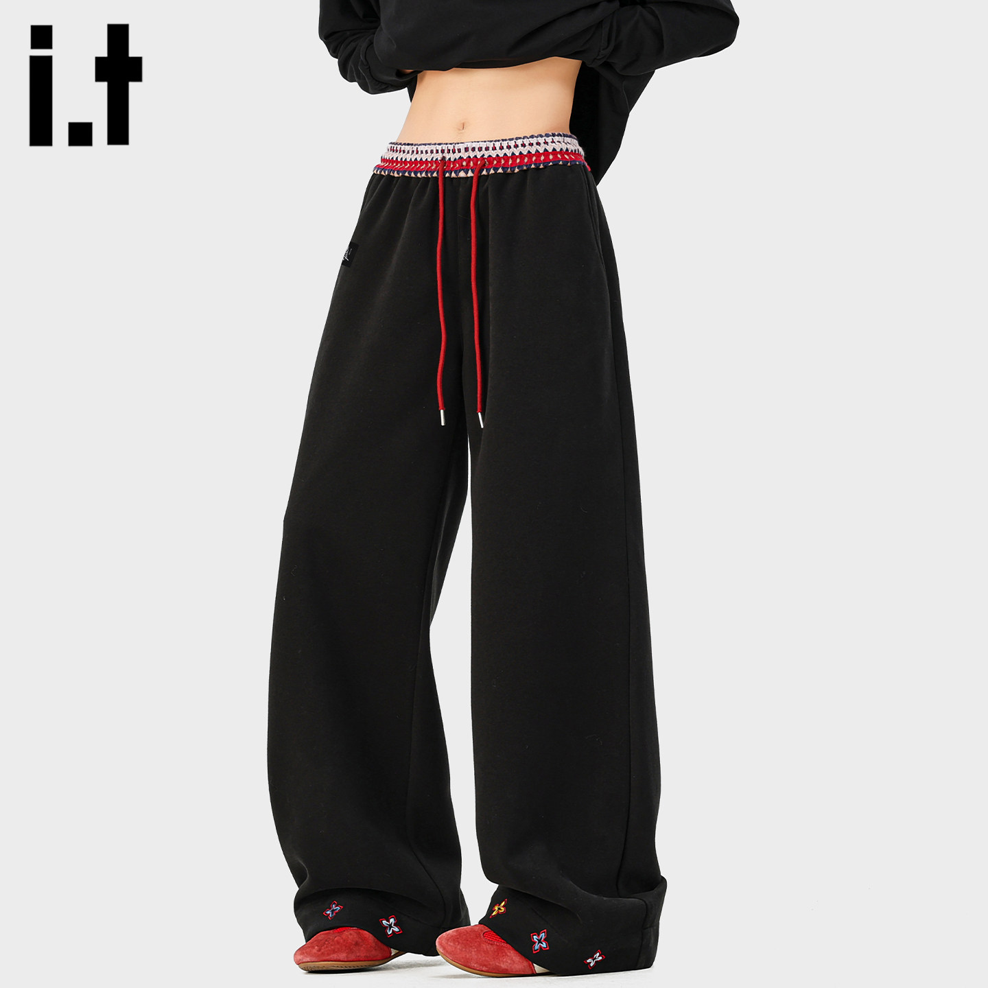 it FIVECM美式民族风卫裤男女潮流春季复古设计感高街抽绳休闲裤