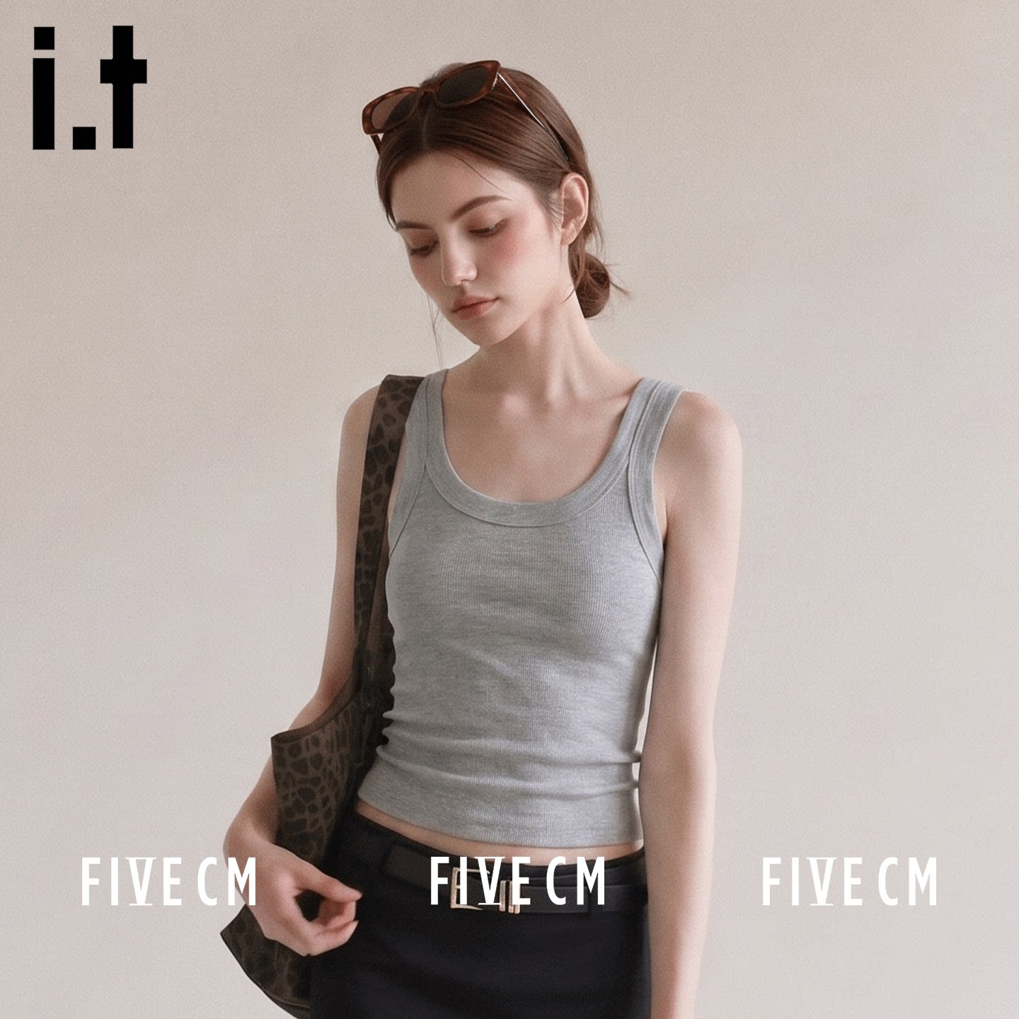 itFIVECM夏季U领针织吊带背心