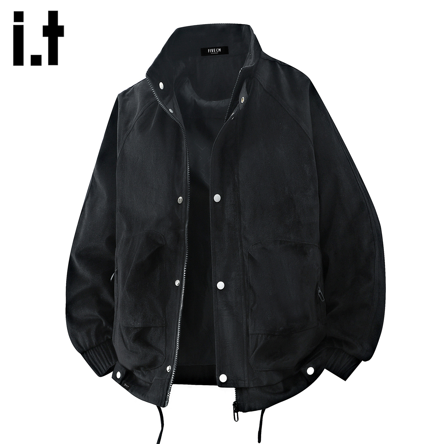 it :5cm/FIVECM黑色立领纯棉工装夹克男款2025秋冬休闲机车服外套