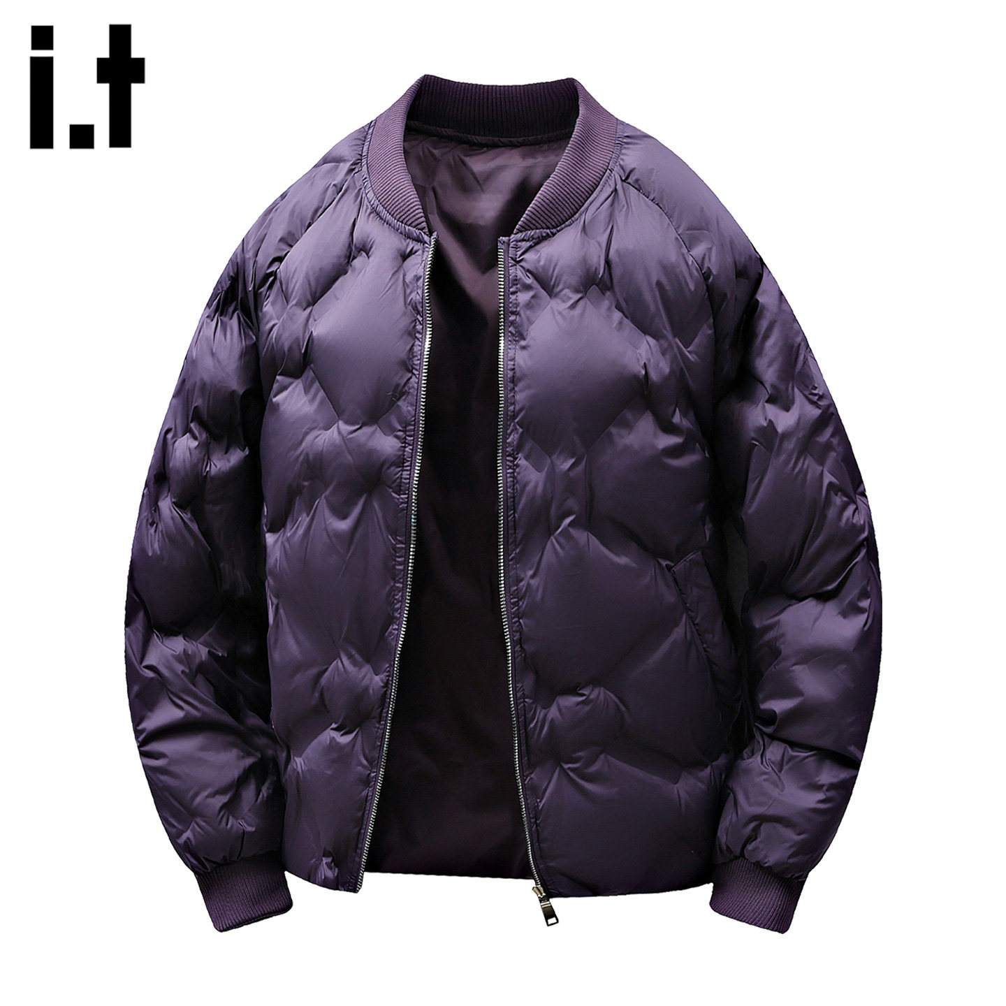 it :5cm/FIVECM紫色棒球服棉服男女2025新款冬季宽松加厚棉衣外套