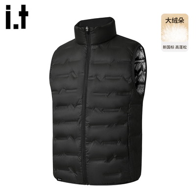 it黑色立领排骨羽绒马甲