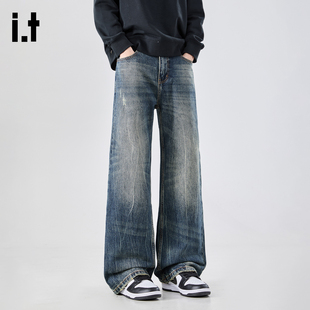 it :5cm/FIVECM男牛仔裤2026新款复古宽松微喇长裤春季百搭直筒裤
