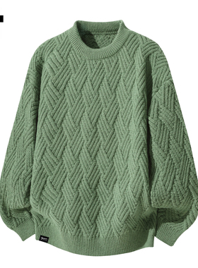 it :5cm/FIVECM绿色圆领套头打底针织毛衣男士2025秋冬季百搭上衣