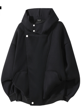 it :5cm/FIVECM黑色解构设计连帽口袋卫衣男款2025新款秋冬季外套