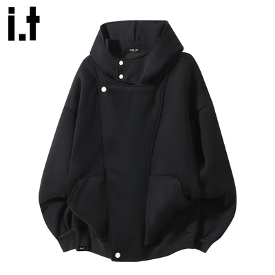 it5cm黑色解构设计连帽卫衣