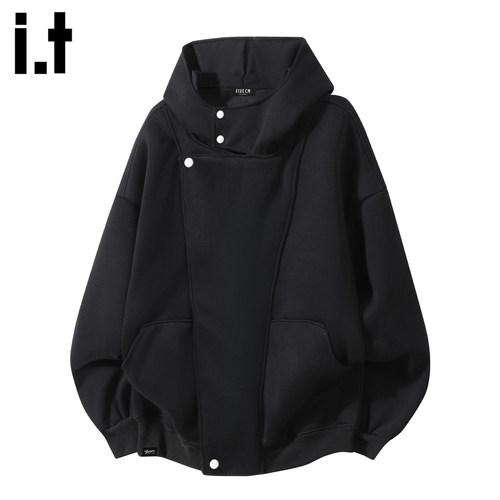 it5cm黑色解构设计连帽卫衣