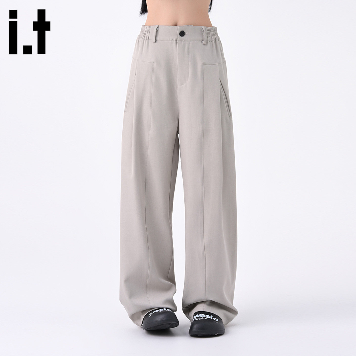 it :5cm/FIVECM垂坠感阔腿西装裤男女潮流2025夏秋直筒宽松休闲裤