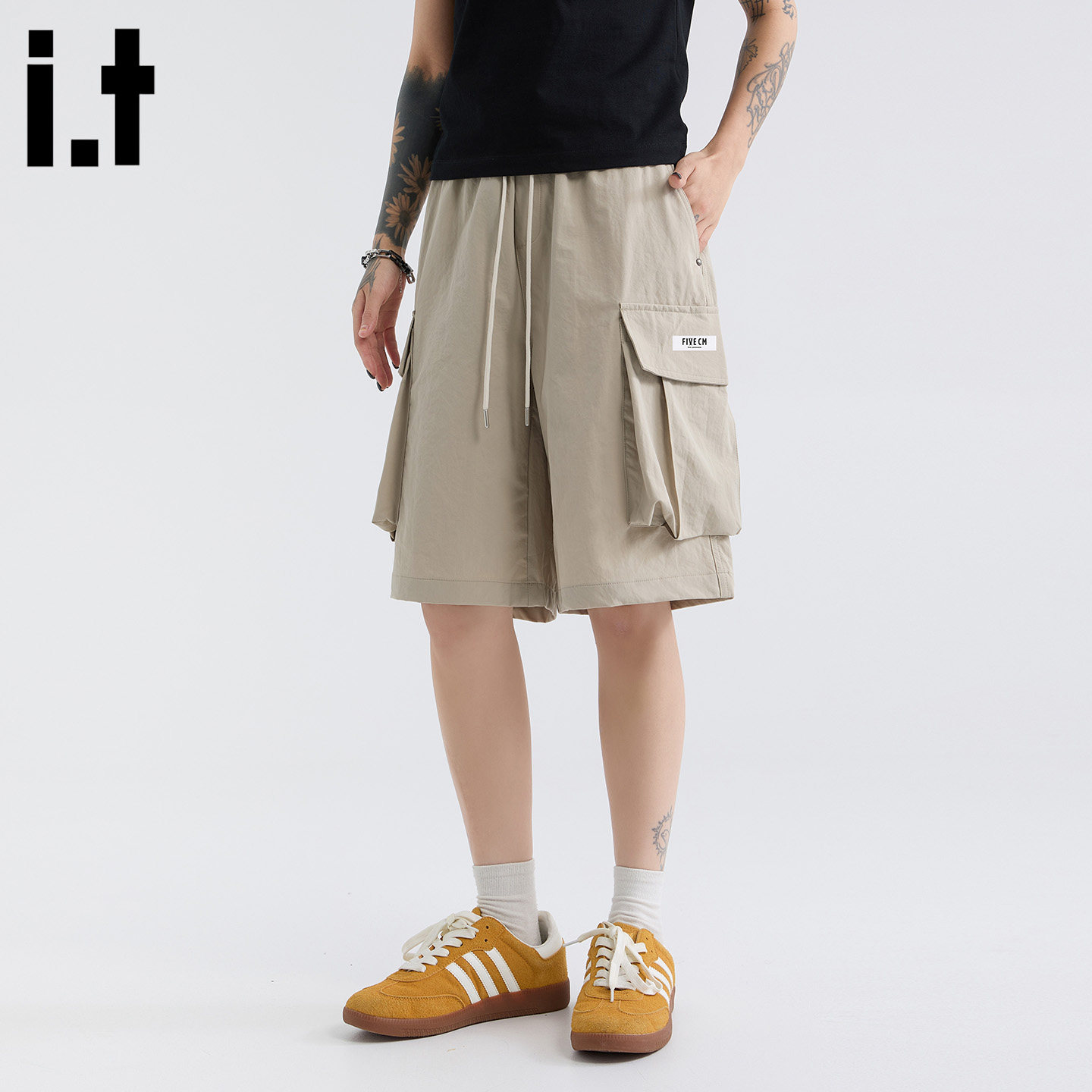 it FIVECM冰丝薄款速干五分裤宽松工装裤男女2025夏休闲短裤
