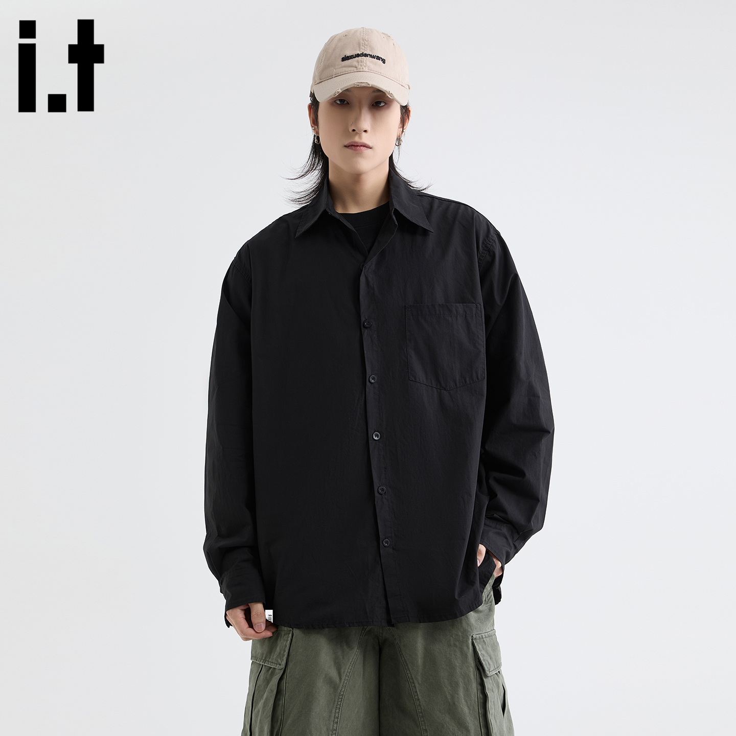 it :5cm/FIVECM长袖宽松慵懒衬衫男士2025早秋衬衣高级感上衣潮