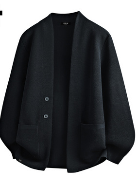 it :5cm/FIVECM黑色针织开衫毛衣男士2025新款秋冬季慵懒宽松外套