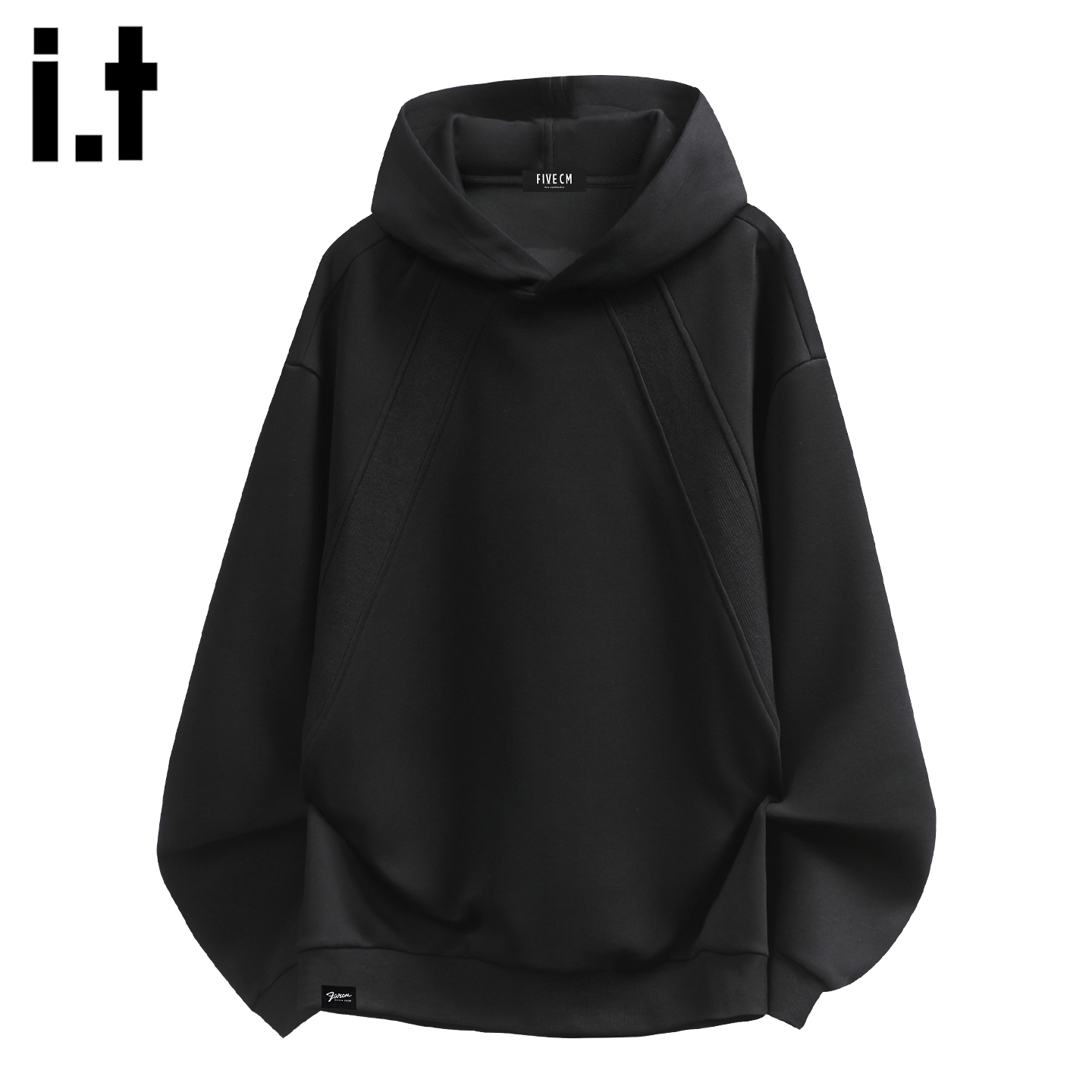 it5cm黑色连帽重磅套头卫衣