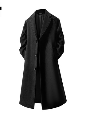 it :5cm/FIVECM高级感毛呢大衣男士2025冬季黑色过膝风衣西装外套