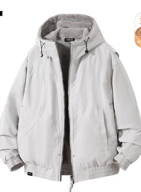 it :5cm/FIVECM灰色加绒加厚连帽棉服男款2025冬季保暖棉衣外套潮