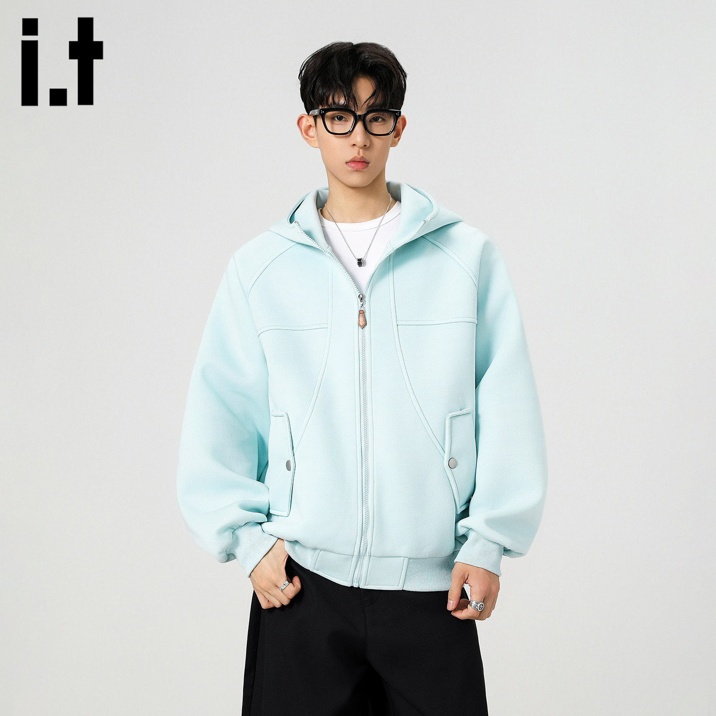 it :5cm/FIVECM春季新款极简风连帽卫衣开衫高级感长袖外套潮牌男