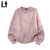 宽松上衣 情侣款 5cm FIVECM粉色晕染加绒加厚卫衣男女2026春季