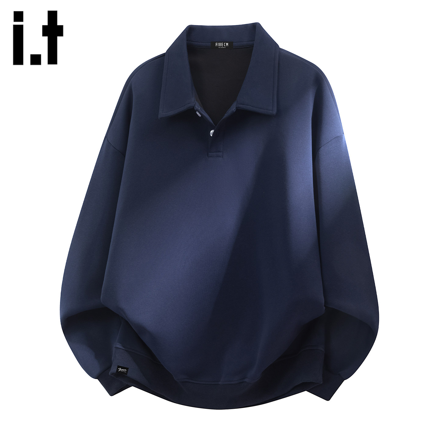 it :5cm/FIVECM美式翻领POLO衫卫衣男春季潮牌打底衫内搭长袖上衣