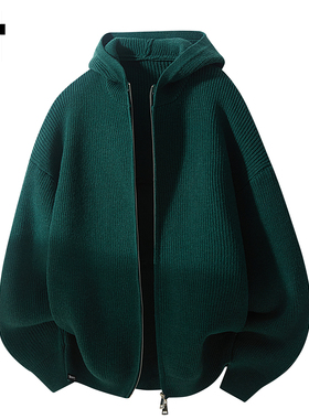 it :5cm/FIVECM高级感开衫毛衣男士2025秋冬新款宽松针织外套帽衫