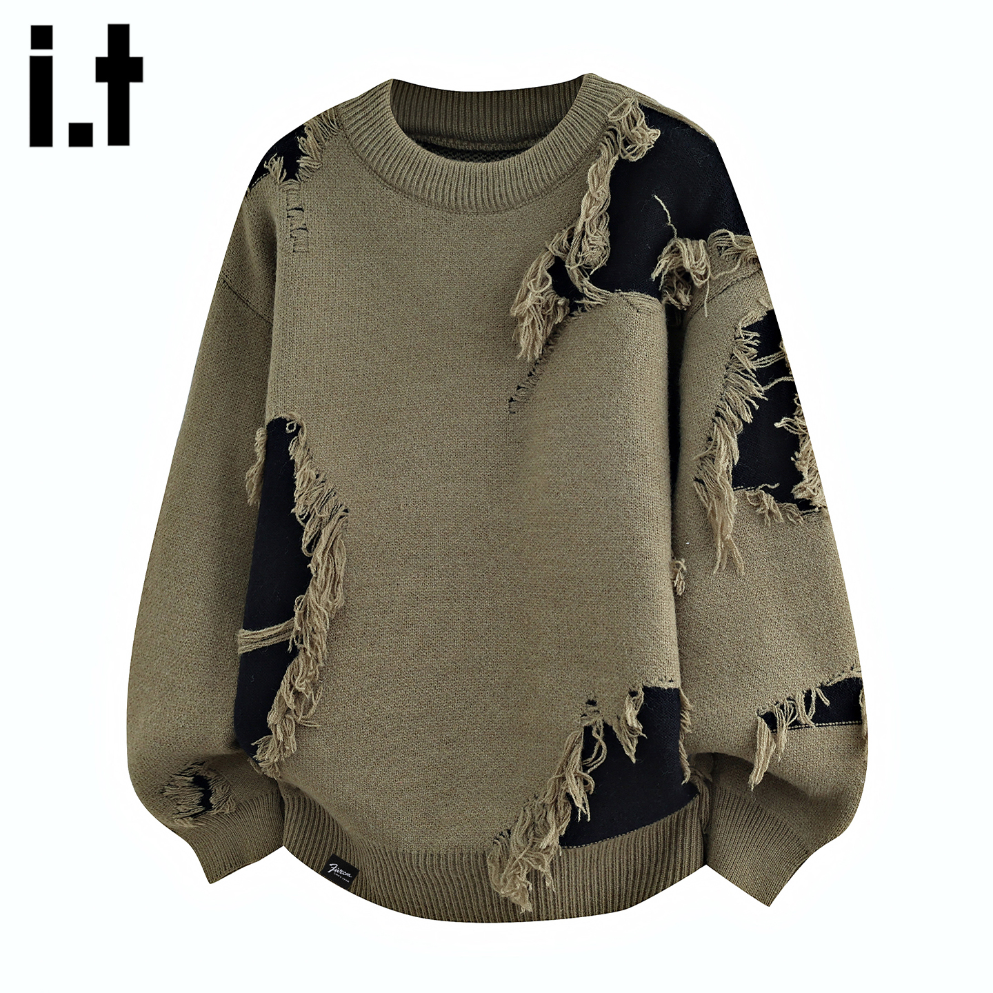 IT个性破洞毛衣外套男