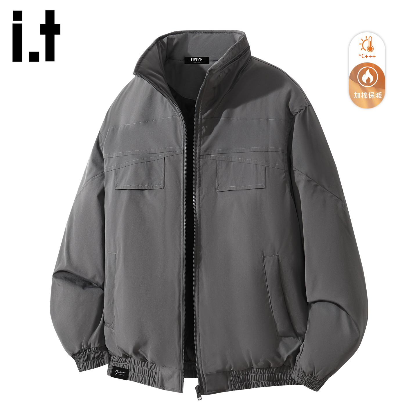 灰色立领加厚棉服男士2025新款