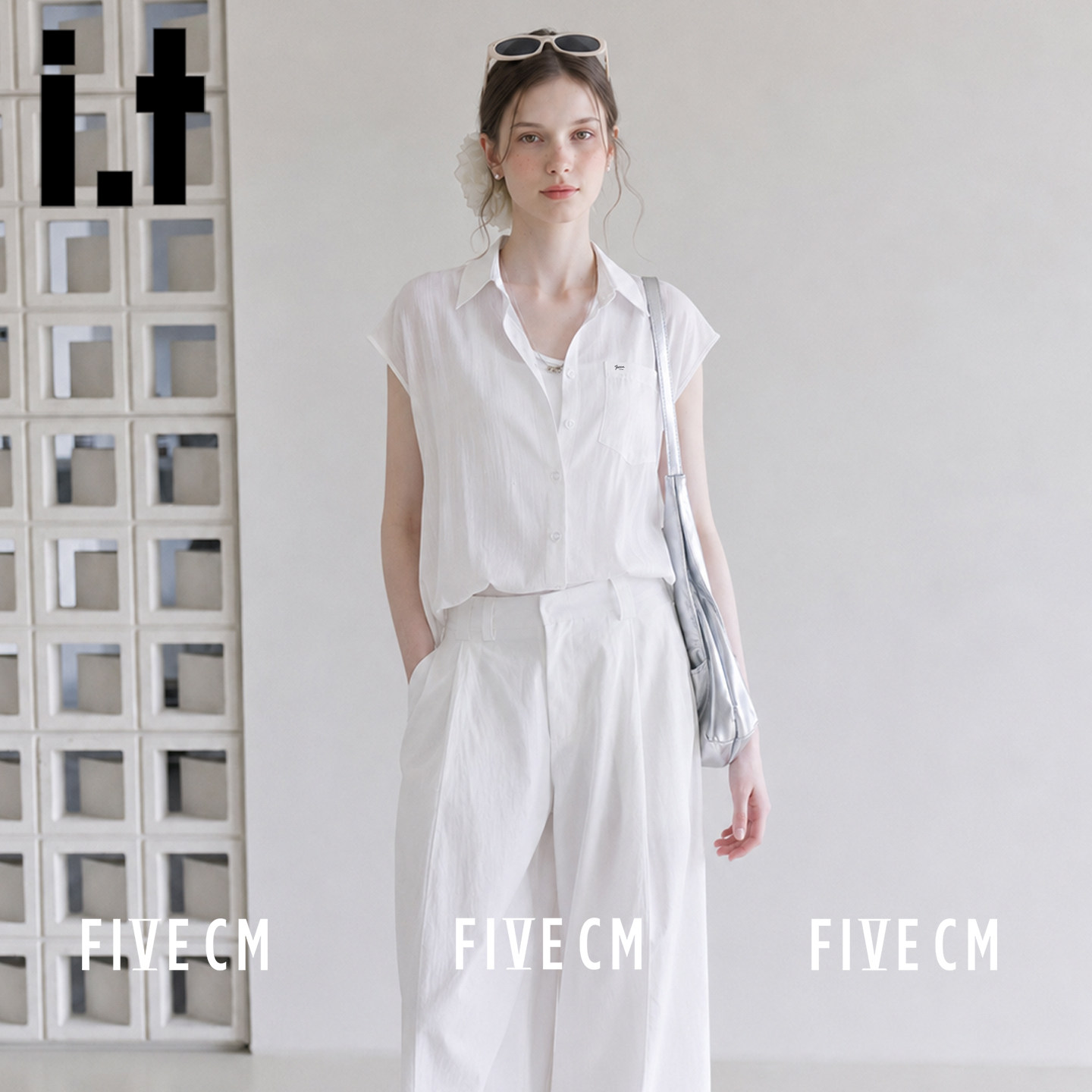itFIVECM韩系天丝假两件上衣