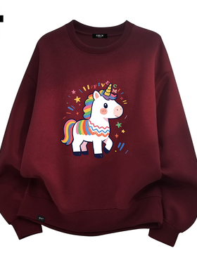 it :5cm/FIVECM精致红色卡通印花2026春季新款宽松圆领慵懒卫衣