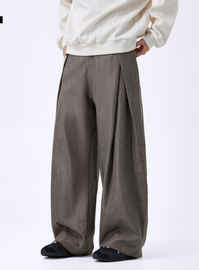 it :5cm/FIVECM休闲西裤褶皱设计西装裤男款2025新款秋季阔腿长裤