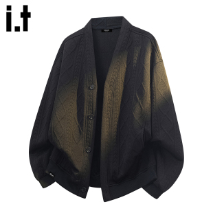 2025秋冬季 外套休闲毛衣男款 FIVECM黑色针织开衫 宽松上衣 5cm