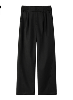 it :5cm/FIVECM轻职场黑色松紧腰宽松休闲西装裤男士2025春秋长裤