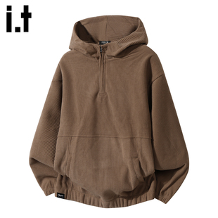 it :5cm/FIVECM设计感灯芯绒连帽卫衣男款2026春秋季宽松百搭外套