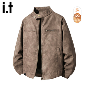 it :5cm/FIVECM复古pu皮皮衣棉衣男士2025冬加厚夹棉棉衣夹克外套
