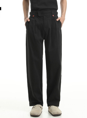 it :5cm/FIVECM男女同款黑色休闲西装裤2025新款高腰窄版直筒裤子