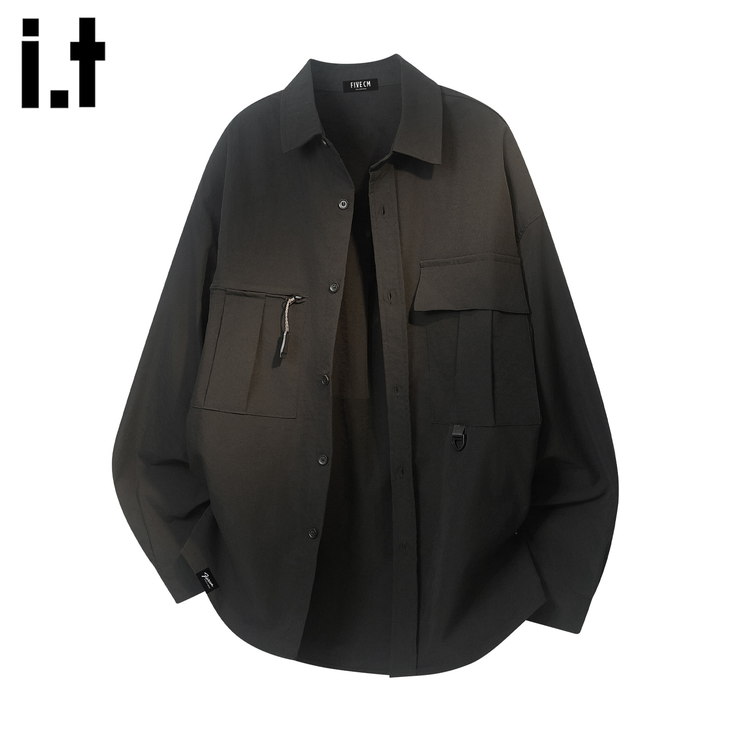 IT'S5cm黑色翻领长袖工装衬衫
