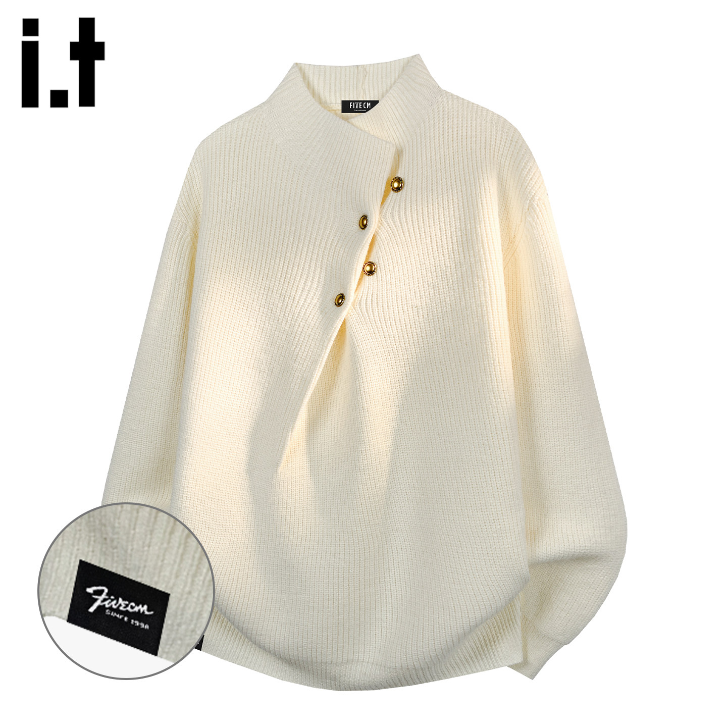 it :5cm/FIVECM小众不规则毛衣男春季高级感痞帅慵懒风针织衫外套