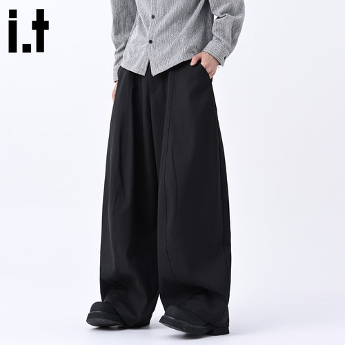 IT'S5cm黑色老钱风西裤