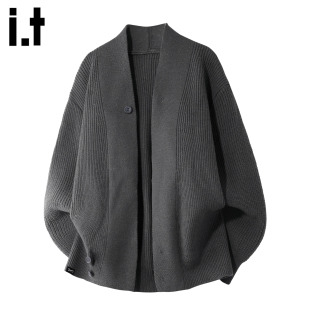 2025秋冬季 毛衣外套男士 FIVECM灰色针织开衫 宽松慵懒上衣 5cm