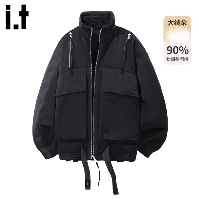 it5cm飘带立领工装羽绒服