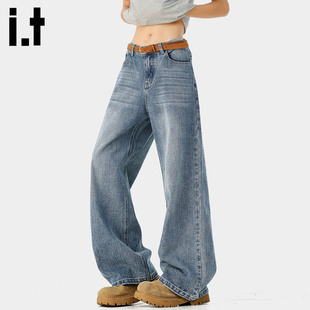 it :5cm/FIVECM美式潮牌直筒牛仔裤男复古cleanfit宽松百搭阔腿裤